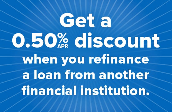 Get a .50% APR discount on your auto refinance with SELCO when you refinance a loan from another financial institution.