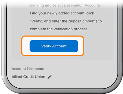 Verify test deposit step 3