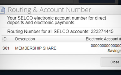 Finding Your Routing & Account Info SELCO Online Banking Step 2.