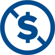 No monthly fees icon in blue. 