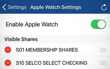 Accessing Your Accounts on Your Apple® Watch SELCO mobile banking tips step 5.