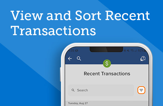 View and Sort Recent Transactions Graphic